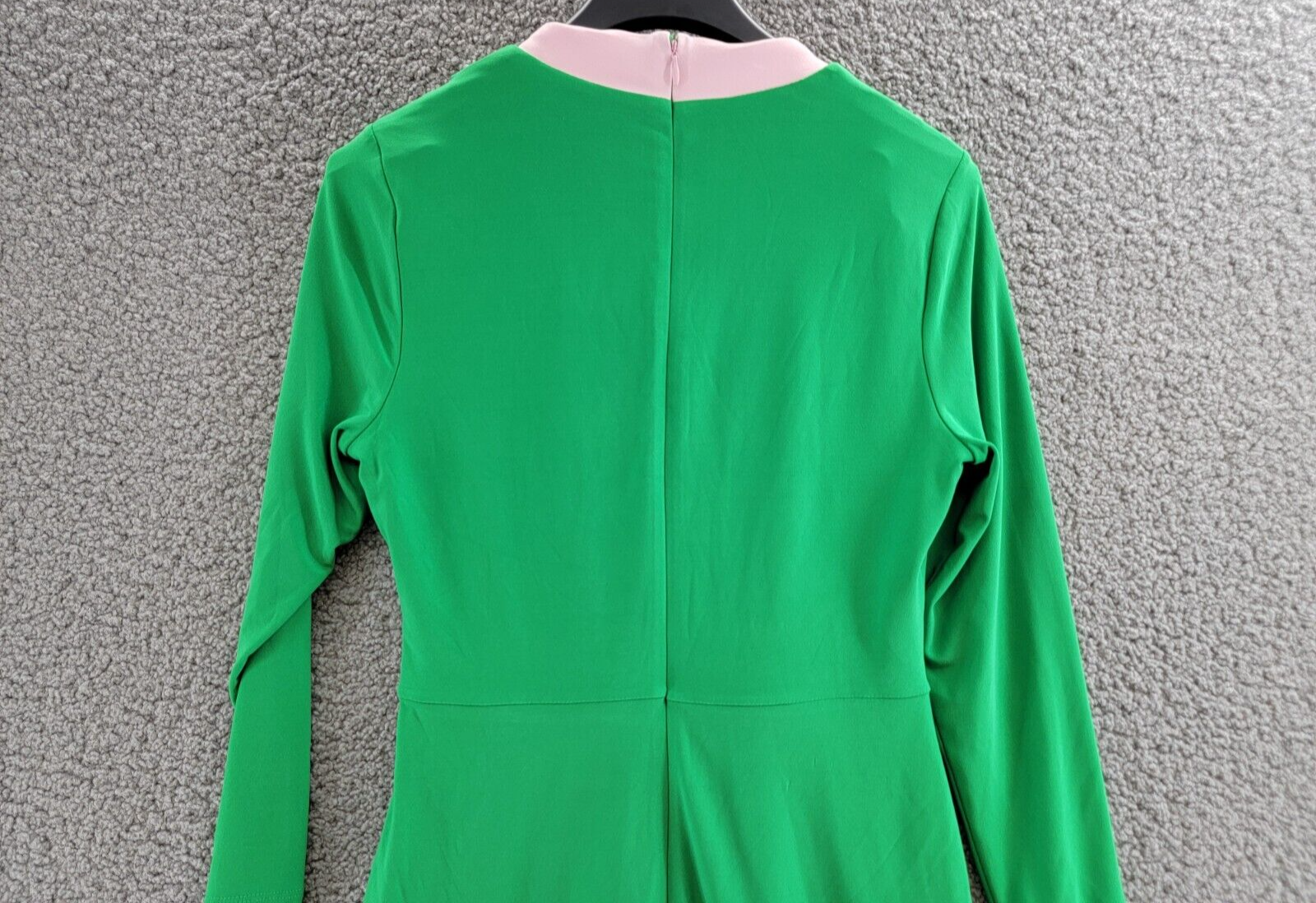 Kasper Colorblocked Faux-Wrap Sheath Dress Women's S Green/Pink Back Zip Closure - Picture 11 of 17