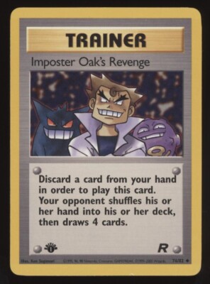 1st Ed Imposter Oak's Revenge Non-Holo Pokemon Card 76/82 Rocket Set EXCELLENT