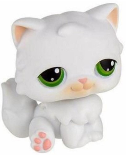 LPS CAT original Littlest pet shop Bobble head toys custom made #577  standing white short hair cat with blue eyes