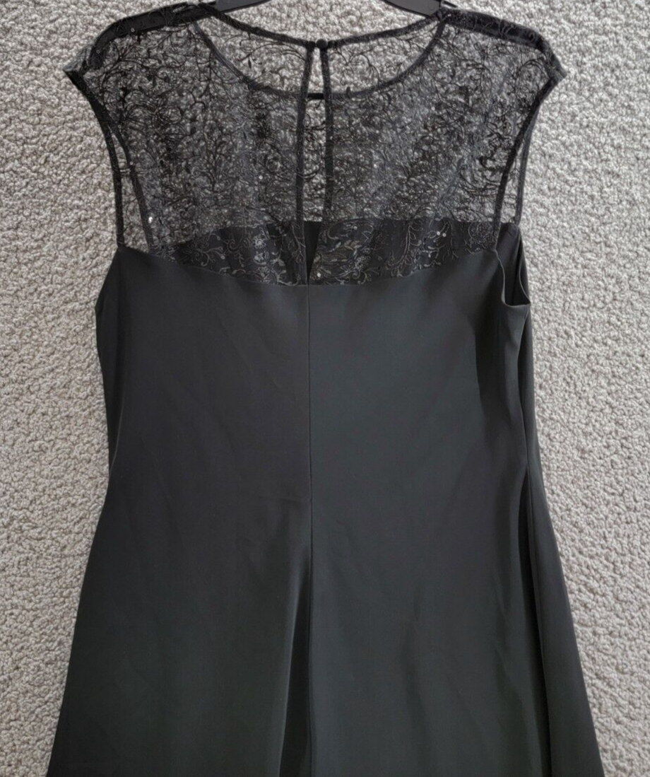 Lauren Ralph Lauren Beaded Georgette Cocktail Dress Women's 14 Black Sleeveless~ - Picture 10 of 17