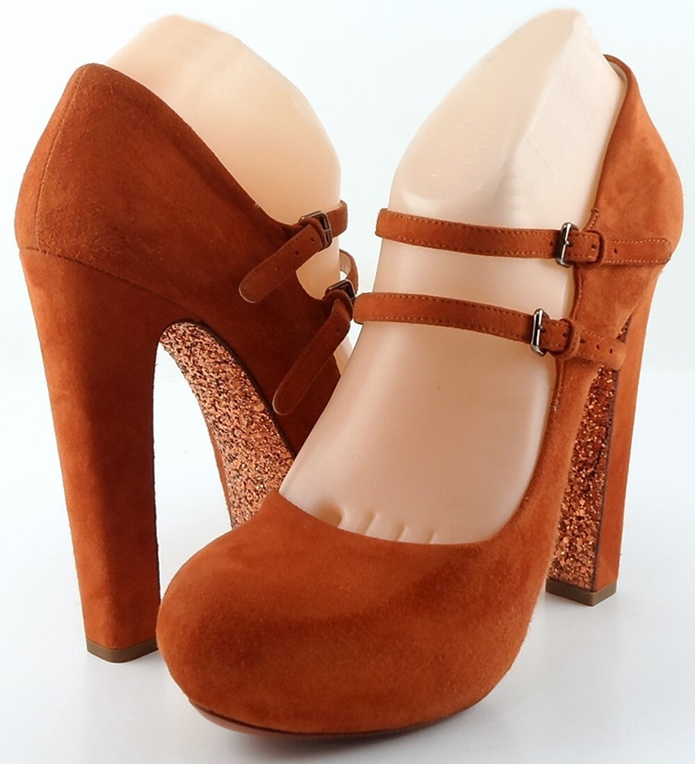 Pre-owned Miu Miu $730  5ip283 Rame Maple Designer Mary Jane Platform Pump 6 Eur 36.5