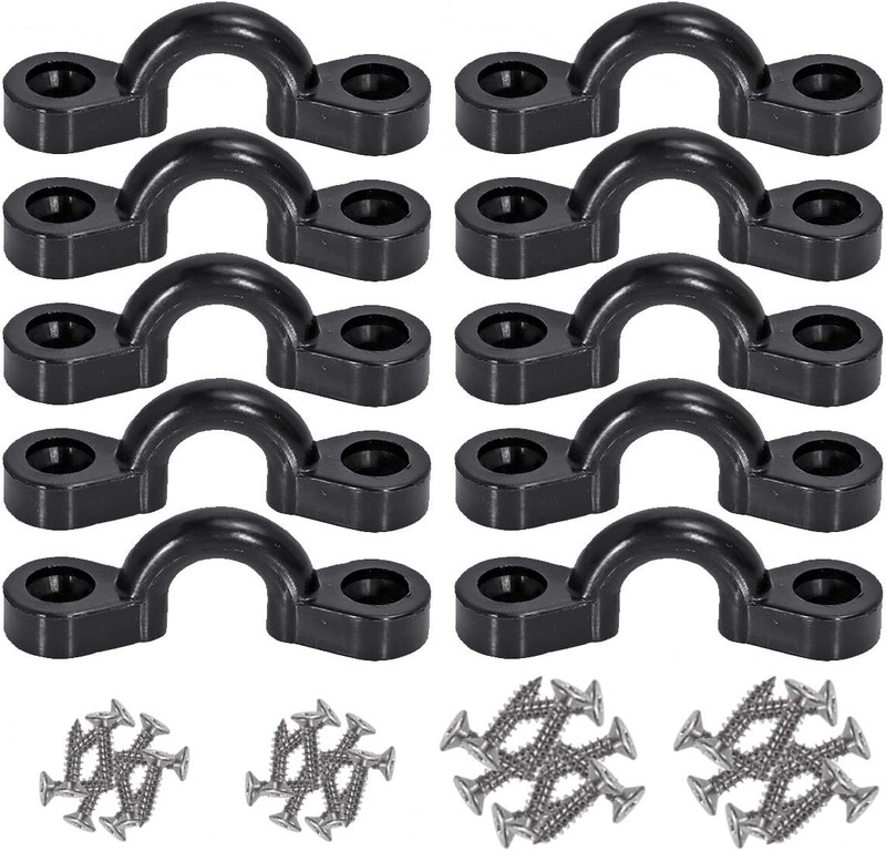 Pad Eye Deck Loops Tie Down With Screws For Kayak Rigging Boat(10pcs,black