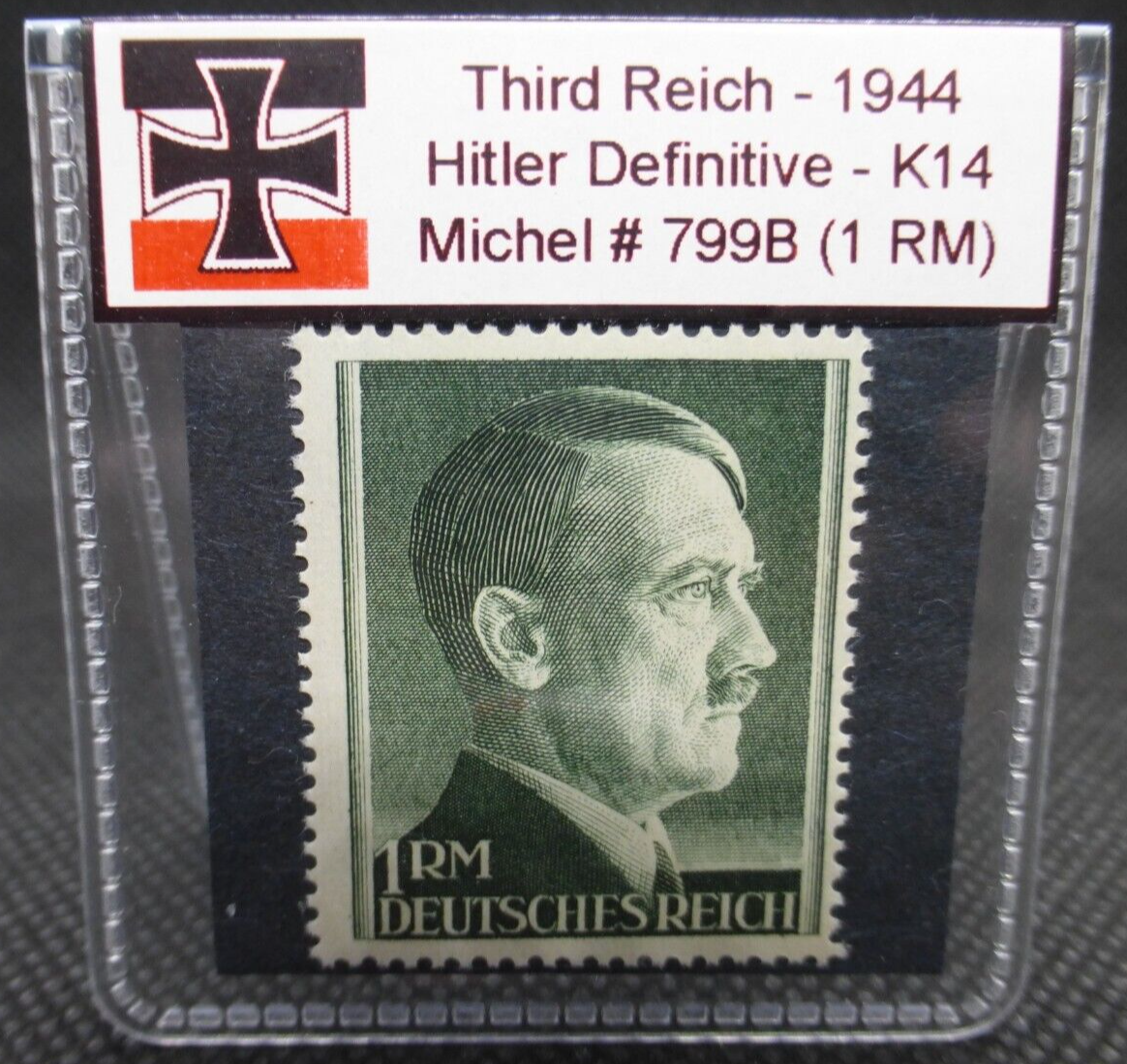 Adolf Hitler 1944 WW2 Stamp 1 Reichsmark High Value Third Adolf Hitler 1944 WW2 Stamp 1 Reichsmark High Value Third