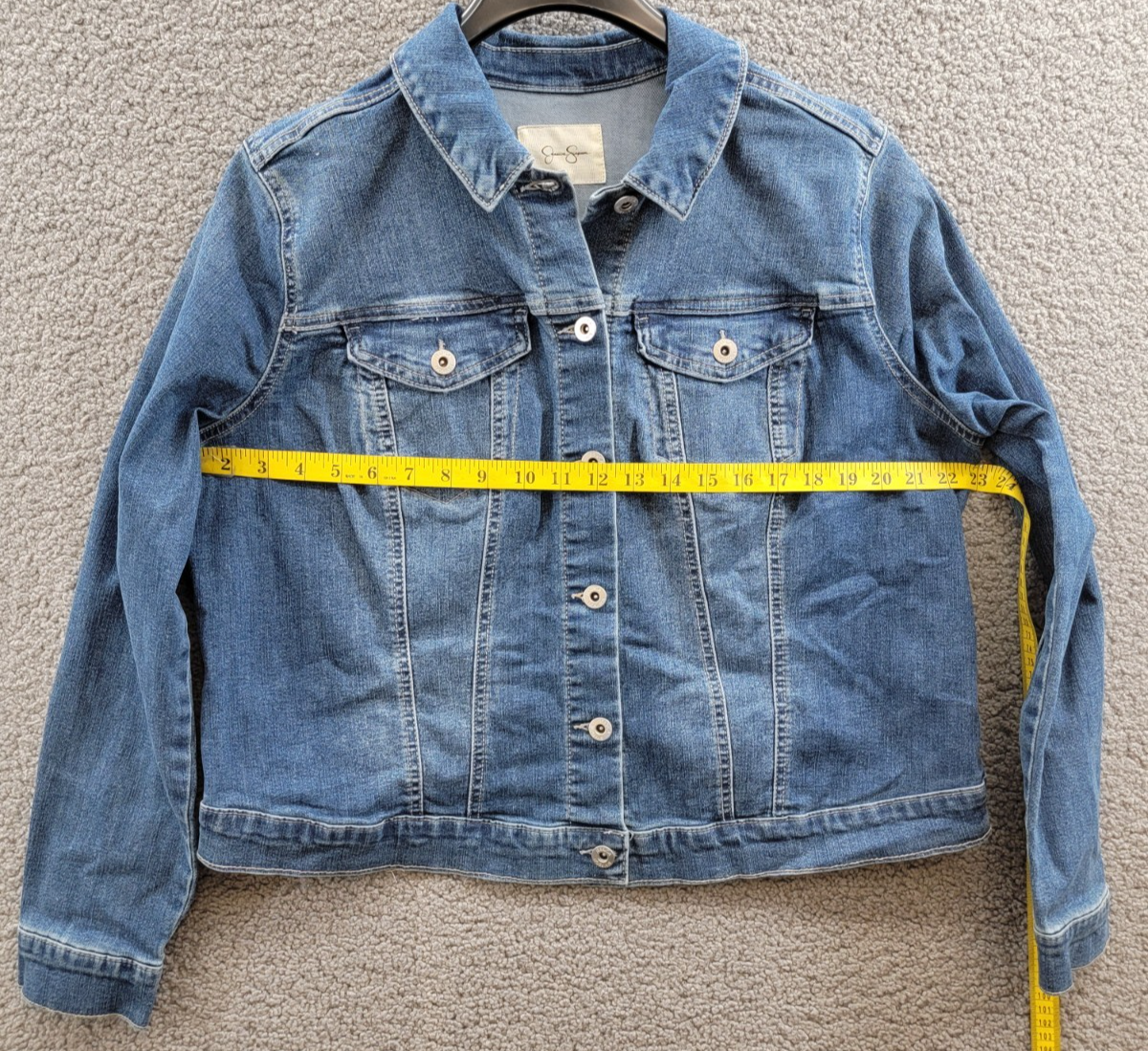 Jessica Simpson Trendy Plus Pixie Long Sleeve Denim Jacket Women's 1X Mercer - Picture 8 of 18