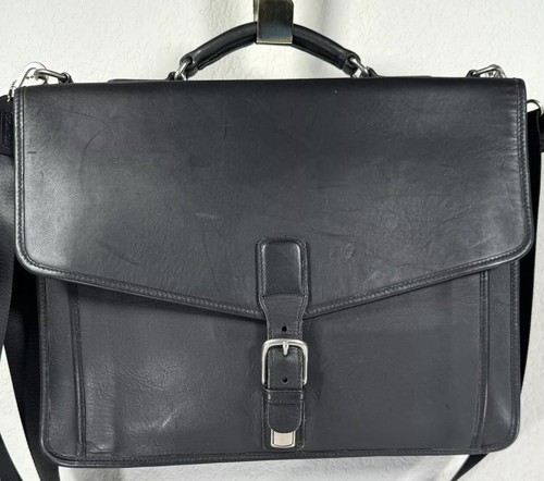バッグ Coach Vintage Business Case Leather Coach 1327 313 Vintage Black Briefcase/Laptop Bag w/Turnlock