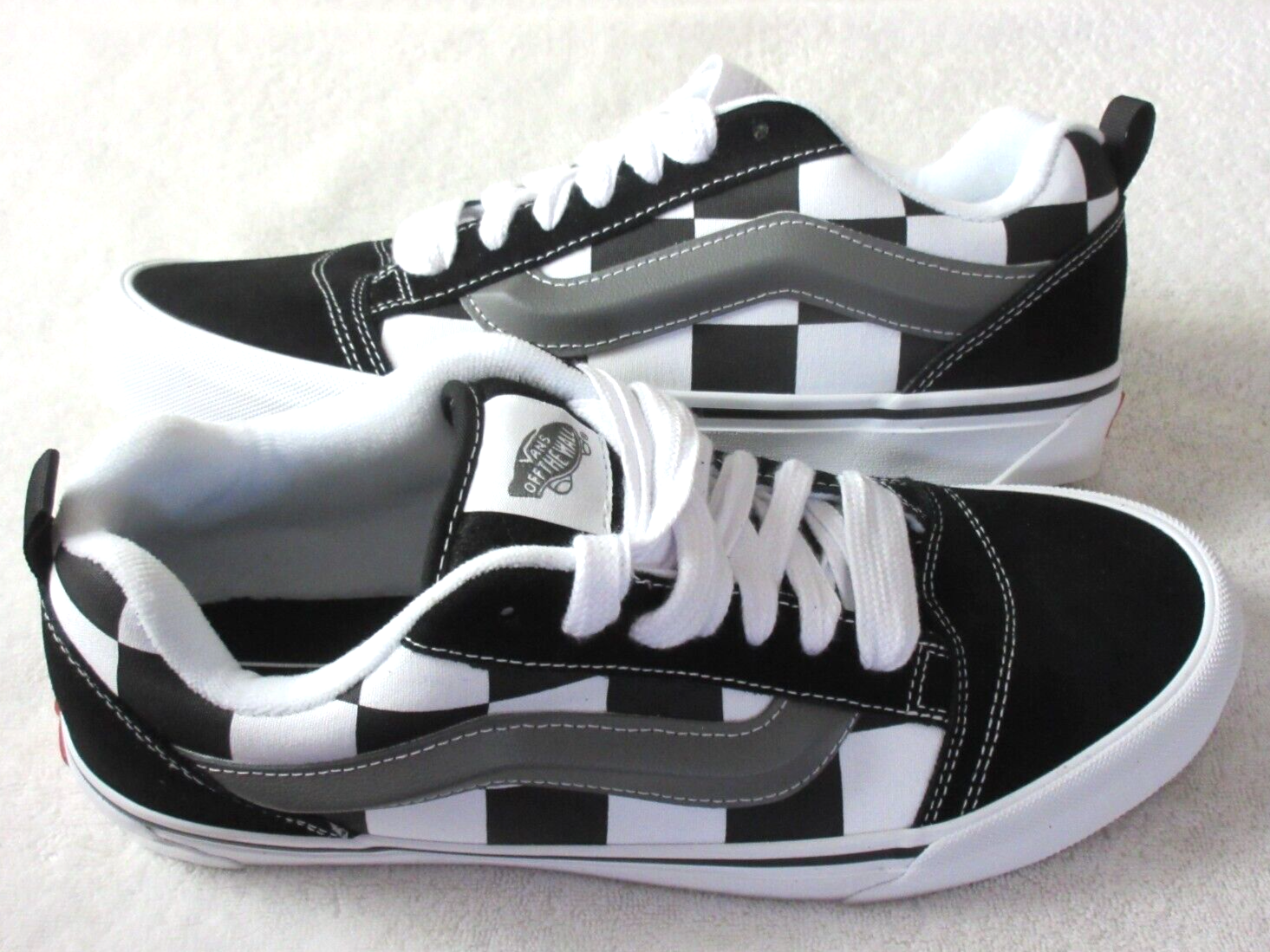 Vans Men's Knu Skool Mega Checkerboard Black White Skate Shoes
