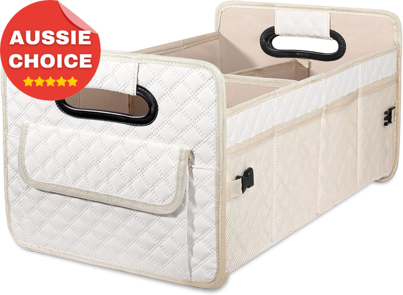 Car Trunk Organizer Collapsible Multi Compartment Storage SUV Accessories Beige