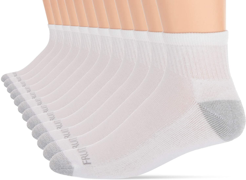 's Dual Defense Ankle Socks 12 Pair, White/grey, Shoe Size: