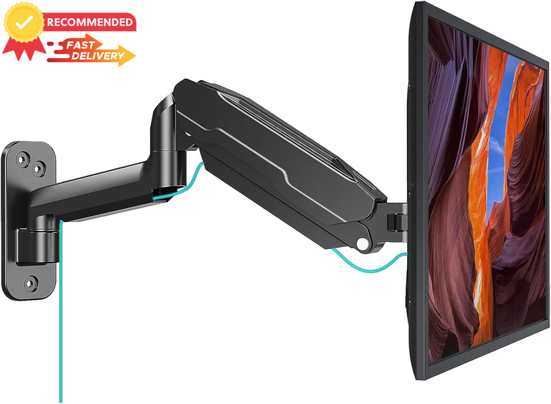 Single Monitor Wall Mount 13-32" Full Motion Gas Spring Arm VESA 75x75 100x100