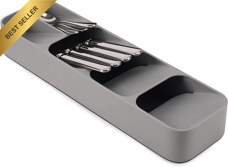 Drawerstore Compact Cutlery Drawer Organiser Tray, Grey