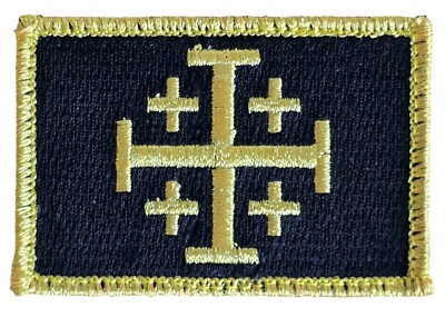 JERUSALEM CROSS CRUSADER INFIDEL BLACK GOLD TEMPLAR KNIGHT HOOK MORALE PATCH