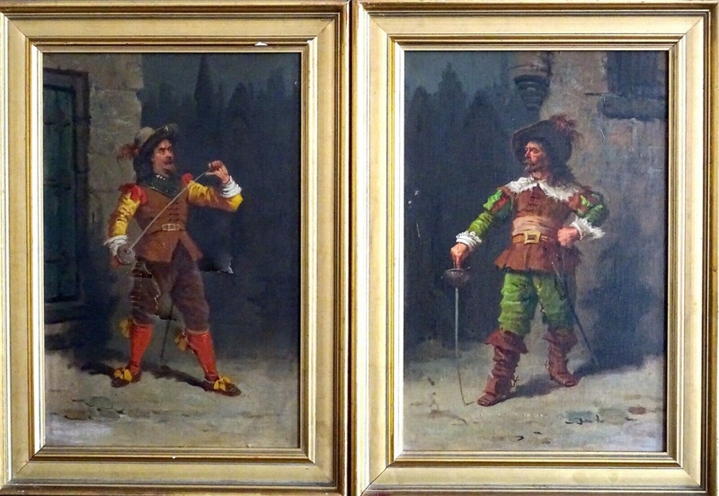 Paire De Peintures Xixe-Portraits De Mousquetaires, D'AprÃS Nicolas T. Charlet?-