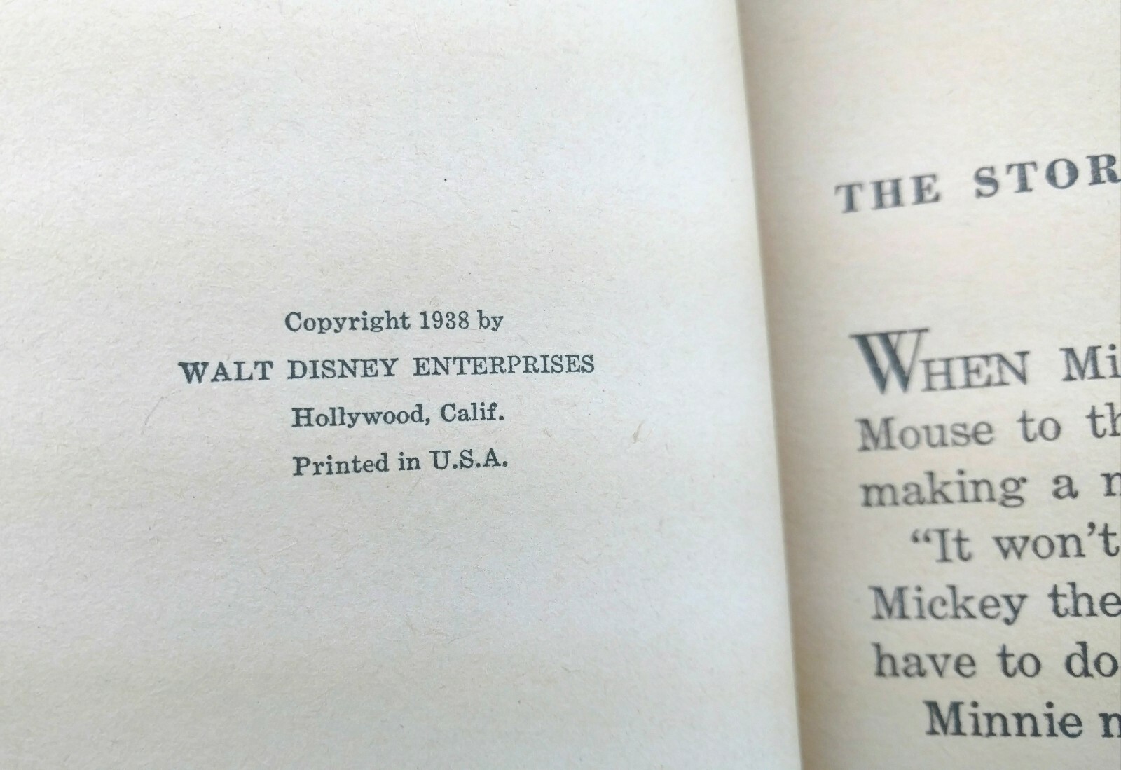 1938 Walt Disney's Story of Minnie Mouse Children's Book Whitman Publishing Co.