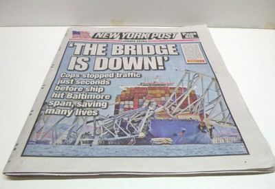 THE BRIDGE IS DOWN BALTIMORE KEY BRIDGE COLLAPSE NY POST NEWS 3/27 2024