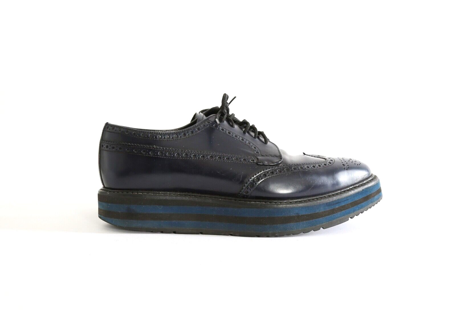 PRADA blue wingtip oxford shoes Men's 7 1/2 Women's 9