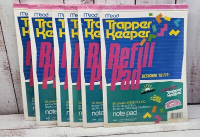Mead Trapper Keeper Refill Pad Note Pad Lot (6) 1987 50 Sheets Wide Rule