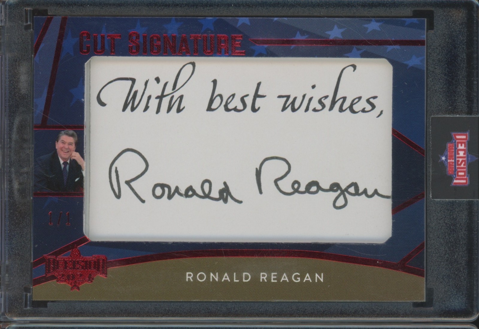 2024 Decision Cut Signature Red Foil Ronald Reagan 1/1 Auto Autograph