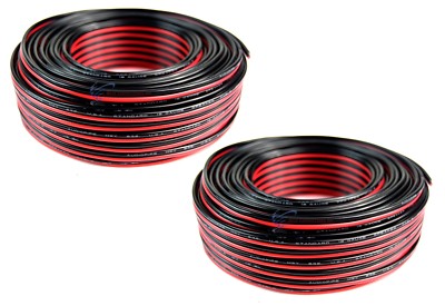 2 Pack 100 Ft. 18 Gauge Red Black 2 Conductor Speaker Wire Copper Clad Aluminum