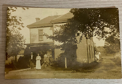 RPPC House Couple Brick Road Mr & Mrs Dixon Ohio