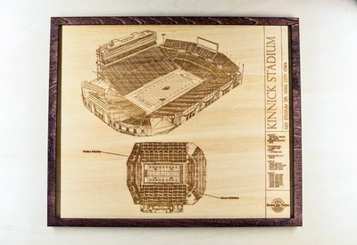 Kinnick Stadium Iowa City, IA Blueprint Wood Engraved Wall Hanging