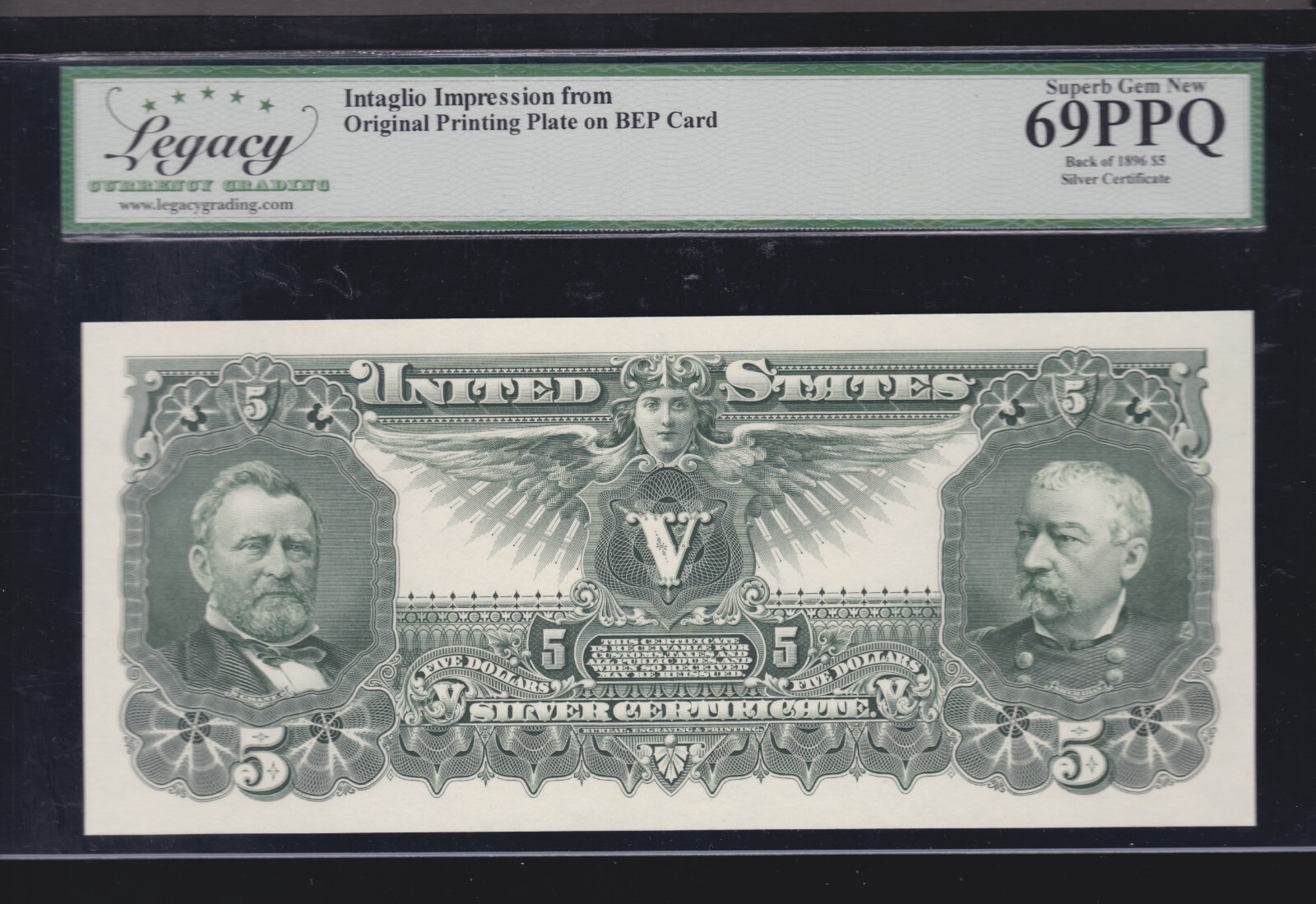 BEP Intaglio 1896 $5 Education Silver Certificate Reverse