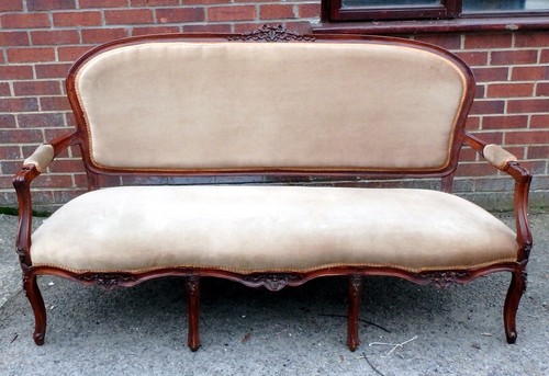 Edwardian Antique Rococo Solid Carved Walnut 3 Seater Salon Canape Sofa Settee Goods Of Every Description Are Available Sofas/chaises