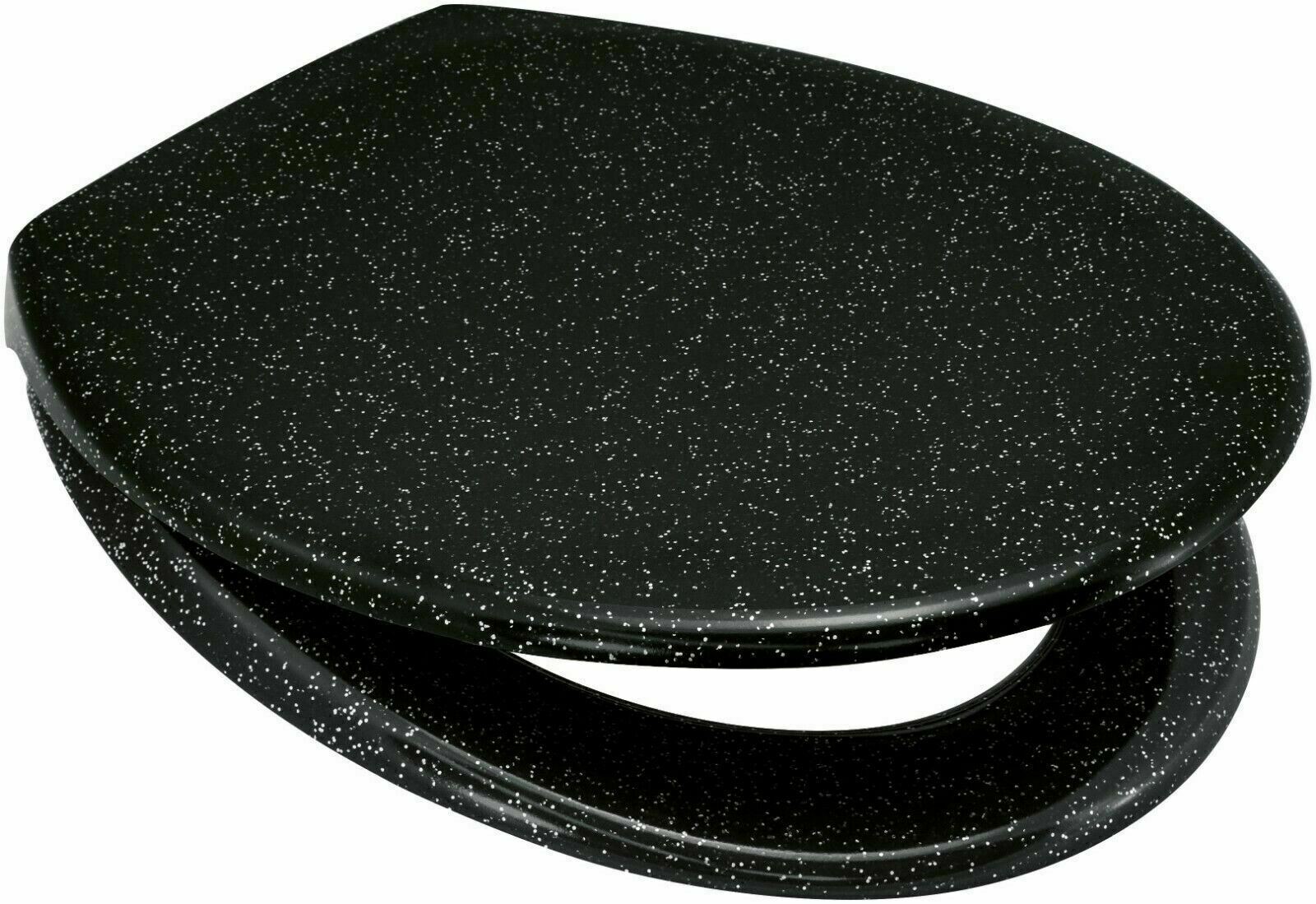 Glitter Diamante Black Sparkle Universal Toliet Seat +