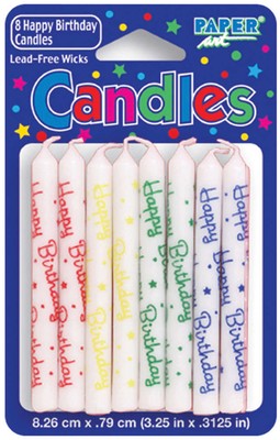 Birthday Candles 35quot 8PkgAssorted Happy Birthday 101046