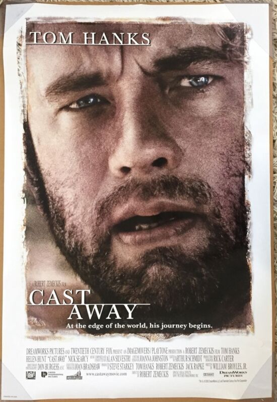 Cast Away Movie Poster 2 Sided Original Vf 27x40 Tom Hanks