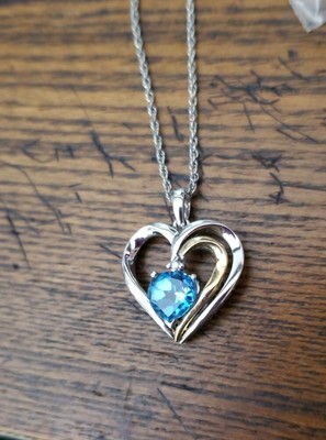 Alwand Vahan 14k Yellow Gold & Sterling silver Heart Swiss Blue Topaz Necklace