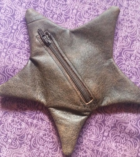 Monster leather dice coin bag pouch medieval renaissance zipper Stitched Eye