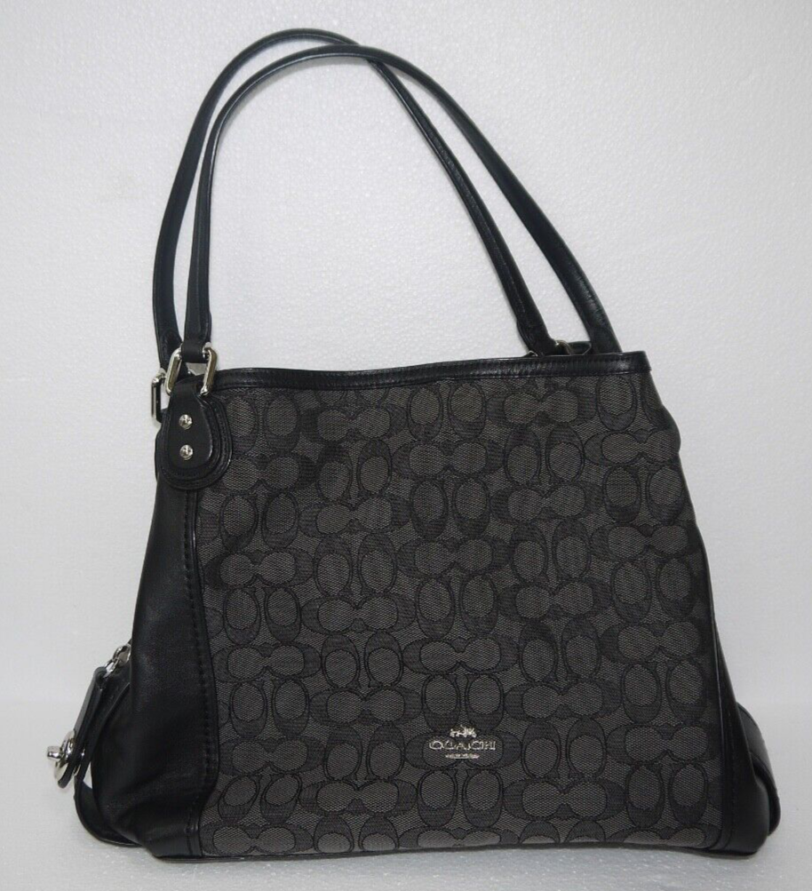 ☆COACH☆サイドジップ ブーティー Coach J1632-57933 Edie Shoulder Bag 31 Jacquard Silver/Black
