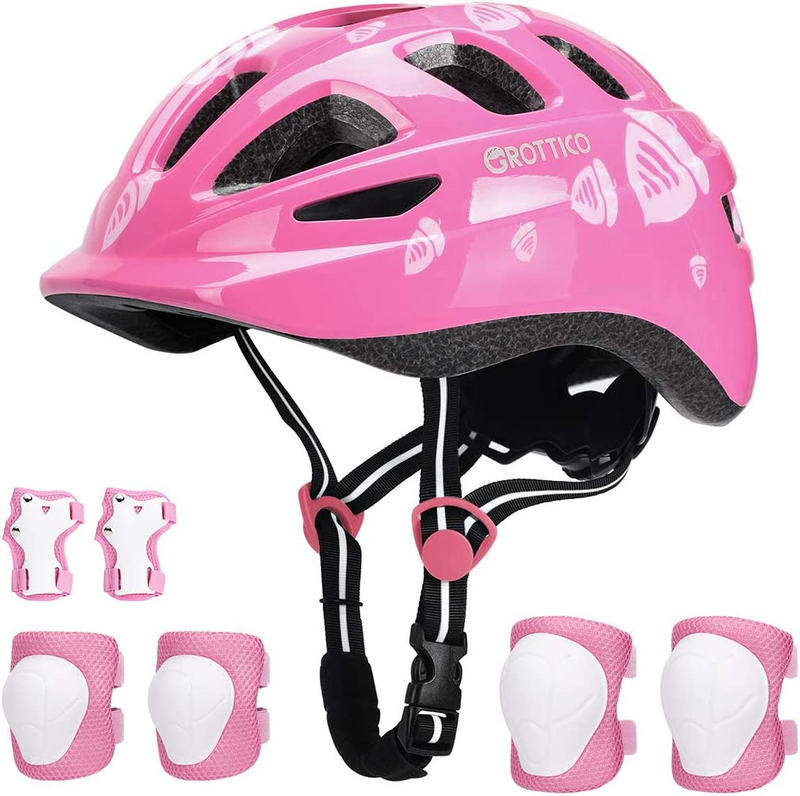 Toddler-Kids Ultralight Helmet with Knee-Elbow-Wrist-Pads - Acorn Pattern Adjust