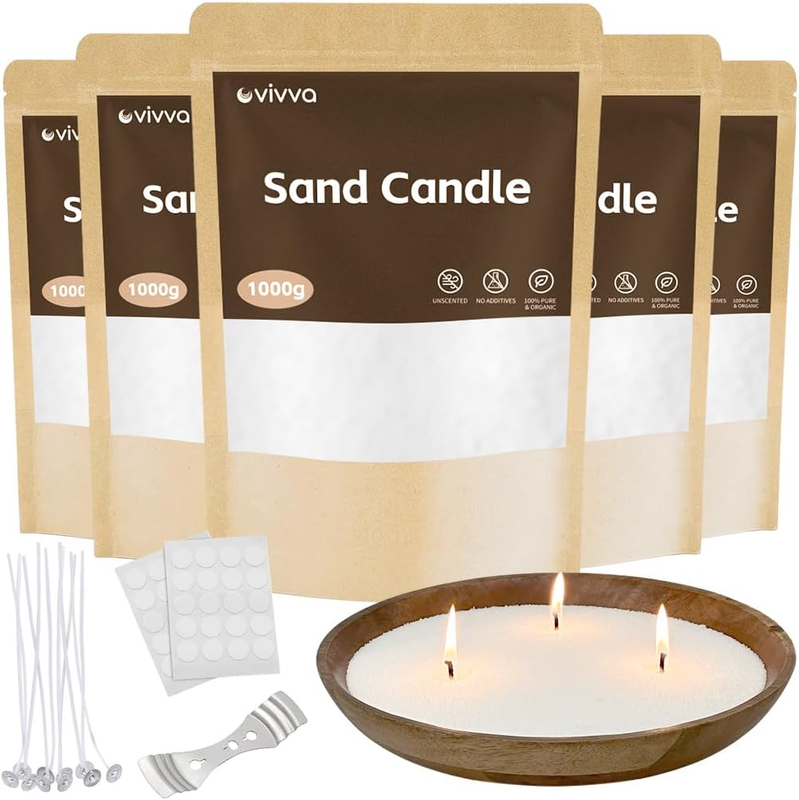 Bulk 5KG Natural Candle Wax Sand with Cotton Wicks Set | 20 * 15 Cm Cotton Wicks