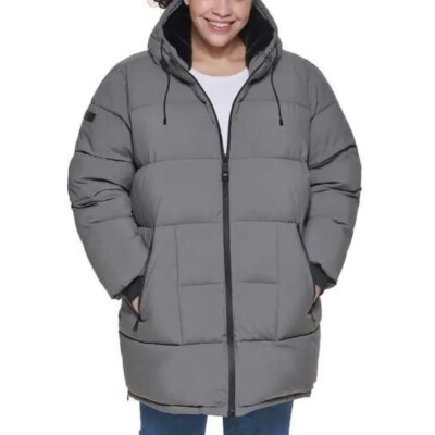 *NWT* DKNY Jeans Women's Parka Hooded Jacket ( Grey, XL)