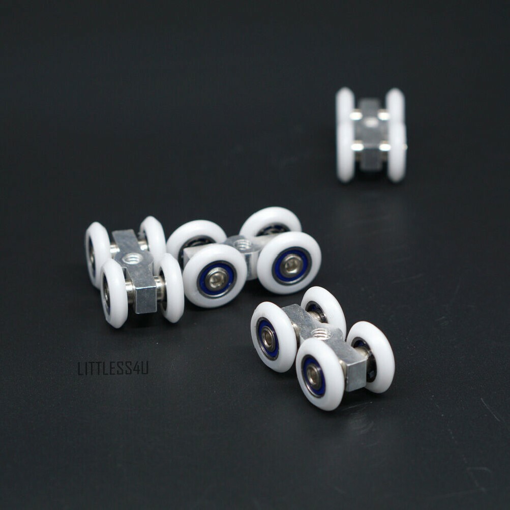 4x Sliding Door Rollers Hanging Runner Pulley 4 Wheel 20mm Shower Bathroom Tools