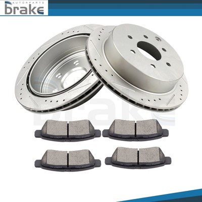 Rear Brake Discs Rotors And Ceramic Pads Fits 2005-2017 Nissan Rearier 2WD 4WD
