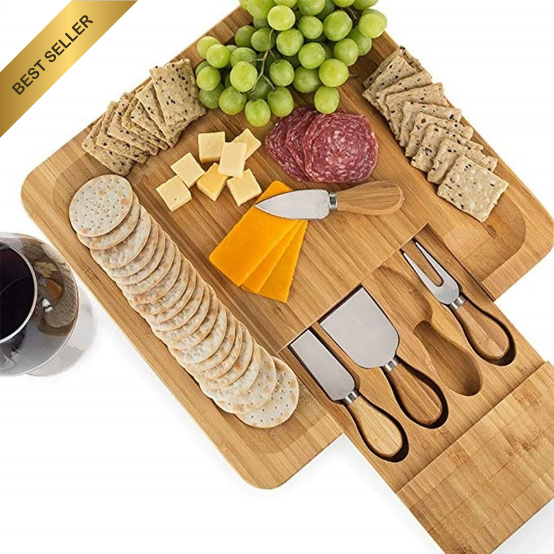 Cheese Board and Knife Set, Charcuterie Board Set, Cheese Board Sets with 4Pcs K