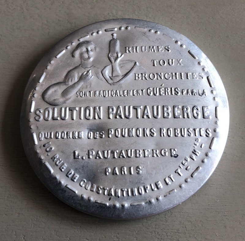 Ancien Petit Miroir Publicitaire Pautauberge MÃDicaments Rhume Toux