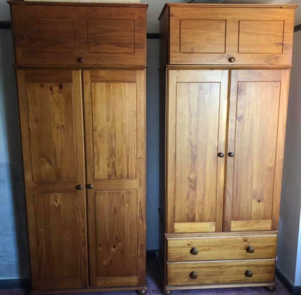 2 x John Lewis Pine Wardrobes with top boxes gents & ladies wardrobes