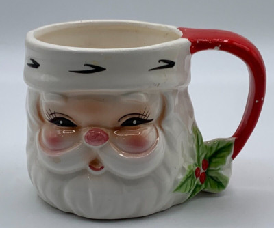 Vtg 1950s Josef Originals Santa Face Mugs Black Eyes Japan MCM Santa Claus #2