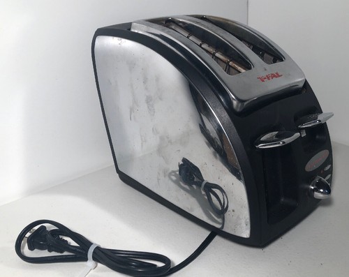T-Fal Avante Black 2-Slot Oversize Toaster Model 8747.40 Stainless Steel Works