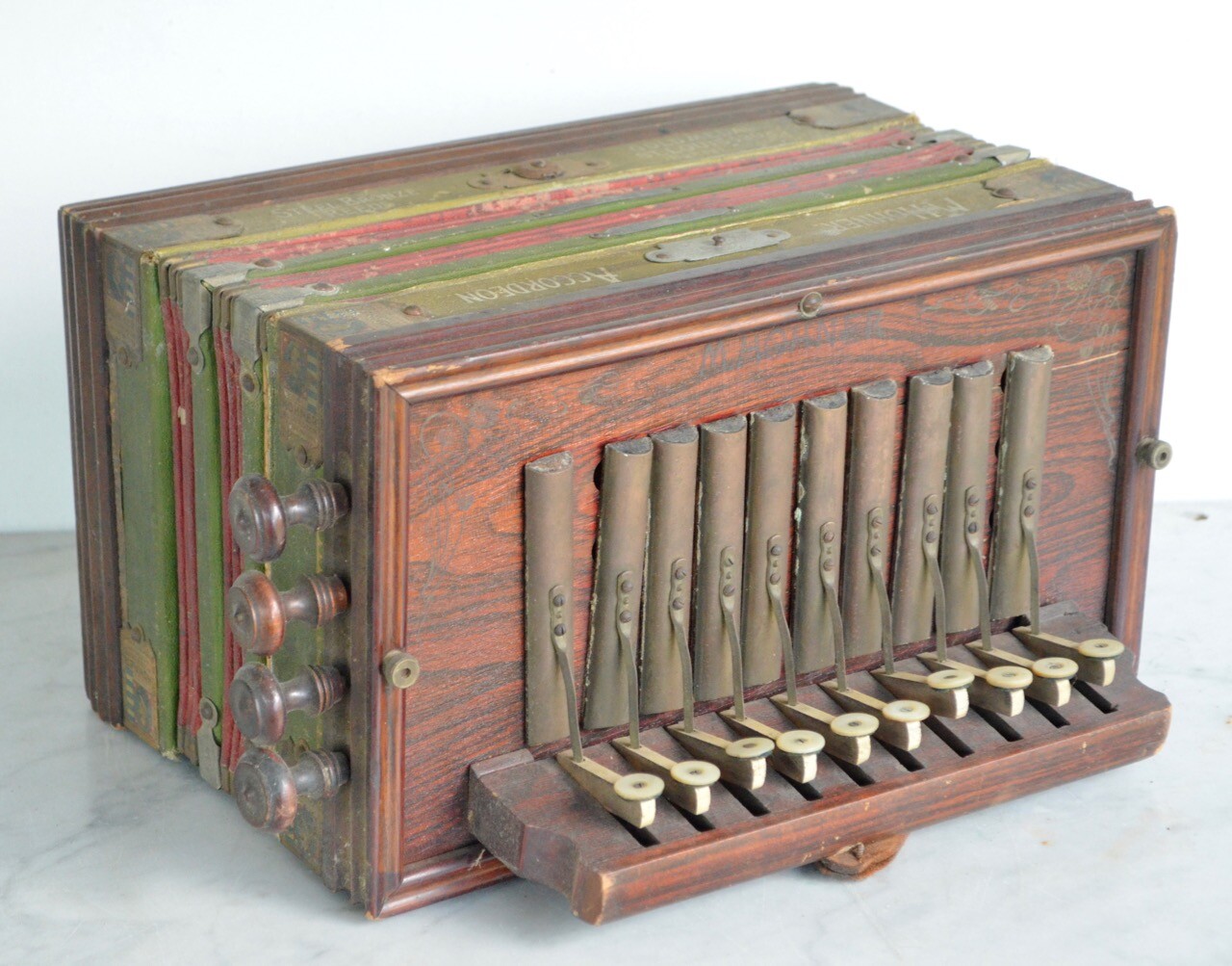Vintage M. HOHNER Accordion Steel Bronze Reeds Gold Medal