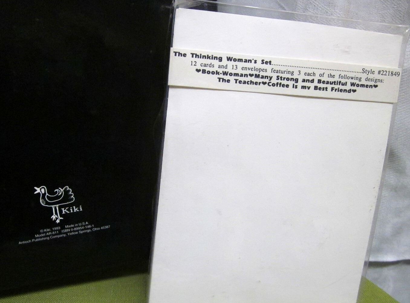 BOOK-WOMAN graph paper and blank greeting cards Kiki Suarez coffee 1989 teachers