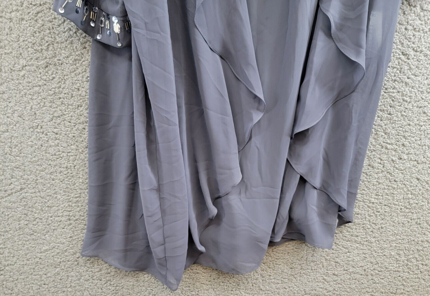 SLNY Sheath Dress & Sheer Jacket Set Women's 16 Steel Embellished Zip Closure - Picture 4 of 20