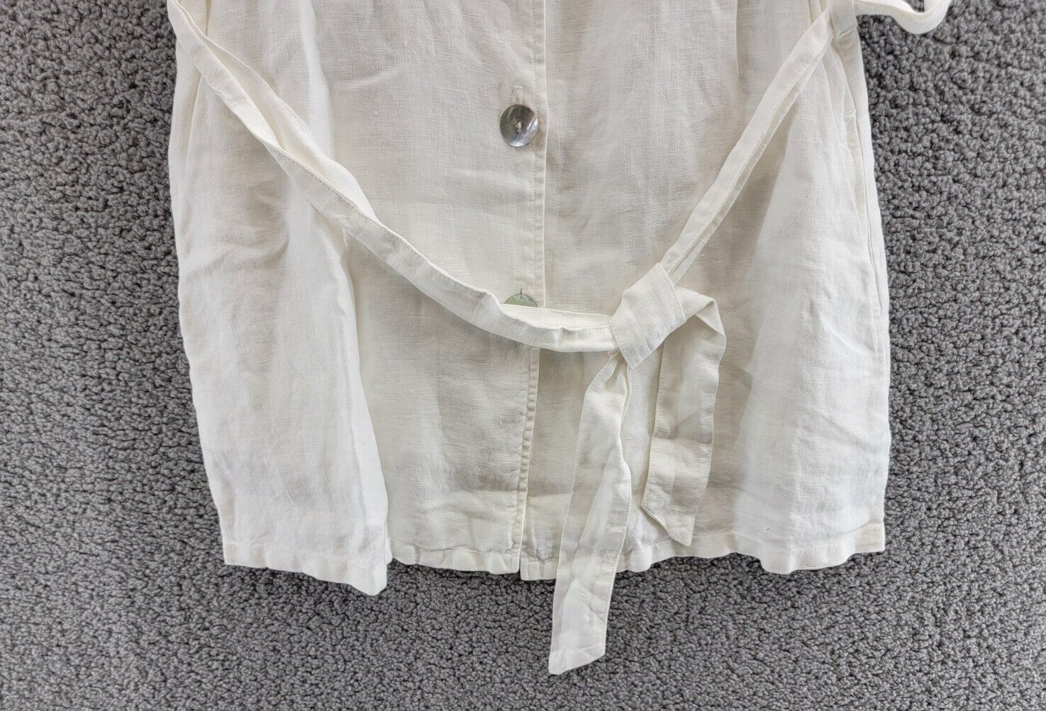 Bella Dahl Linen Belted Blazer Dress Women's M White Collated Button Closure - Picture 4 of 16