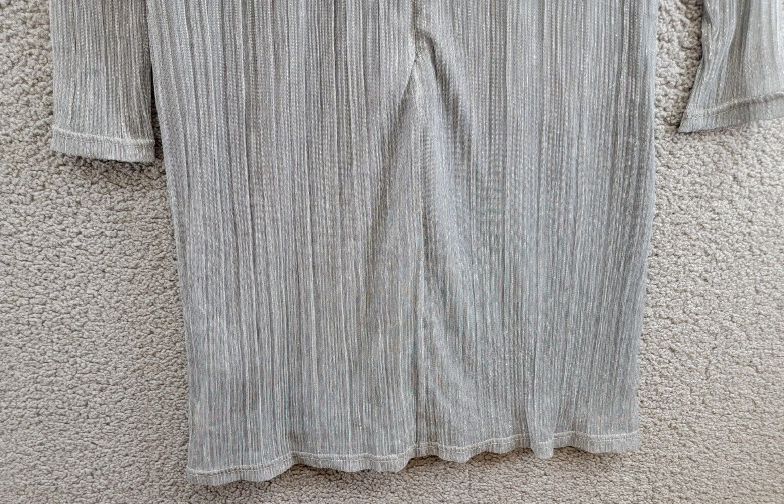 DKNY Crinkled Metallic Surplice V-Neck Dress Women's 8 Silver Back Zip Closure - Picture 12 of 17