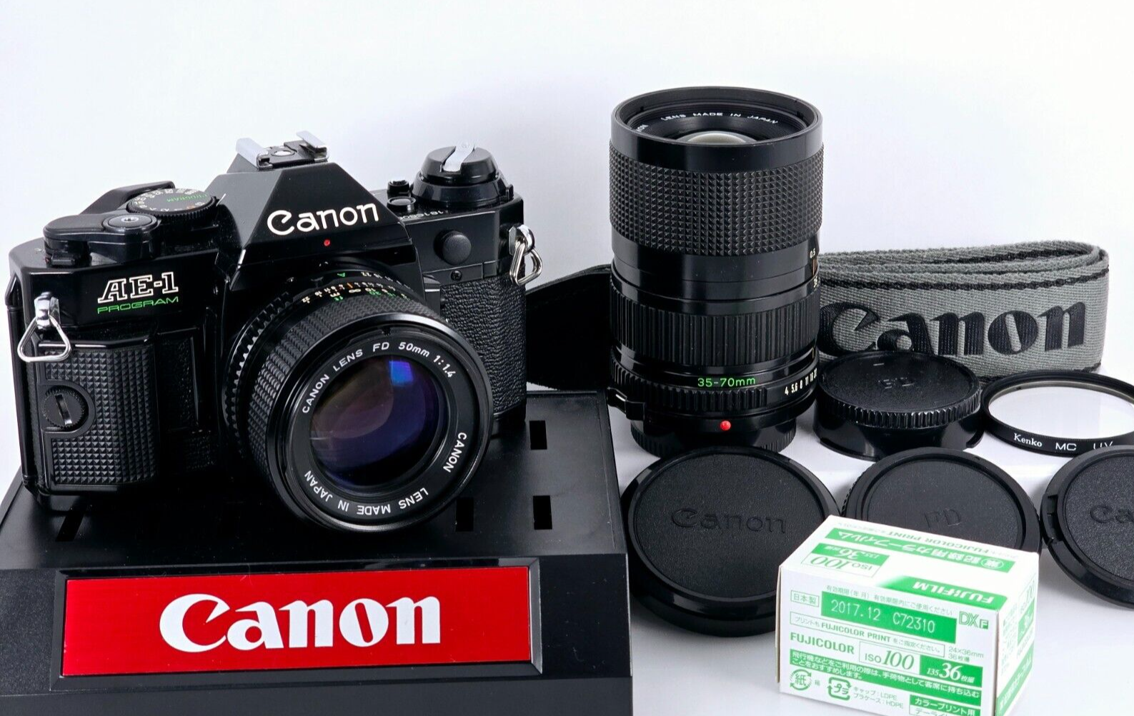 CANON AE-1 FD 50mm f1.4 70-150mm ワインダー 2 Lens🌸[N.MINT] Canon AE-1 Program Film Camera New FD 50