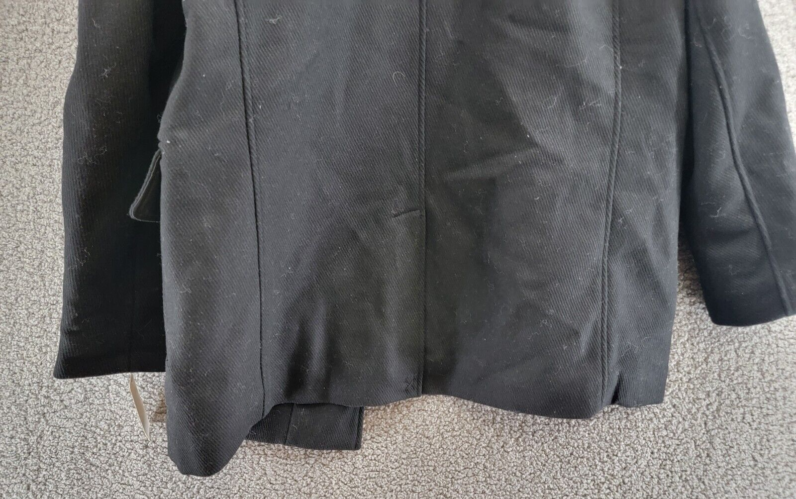 Cole Haan Melton Top Coat Men's L Black Stand Collar Front Zip Closure Back Vent - Picture 11 of 16