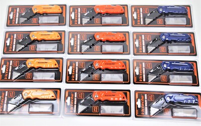 12PC Folding Lock-back Utility Knife With 72 Blades 3 Colors